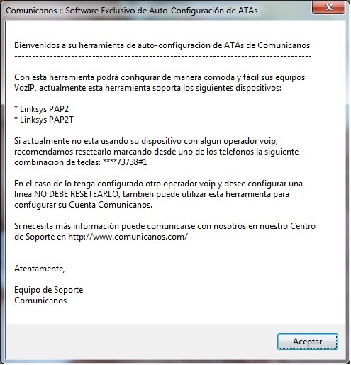 Mensaje de Bienvenida